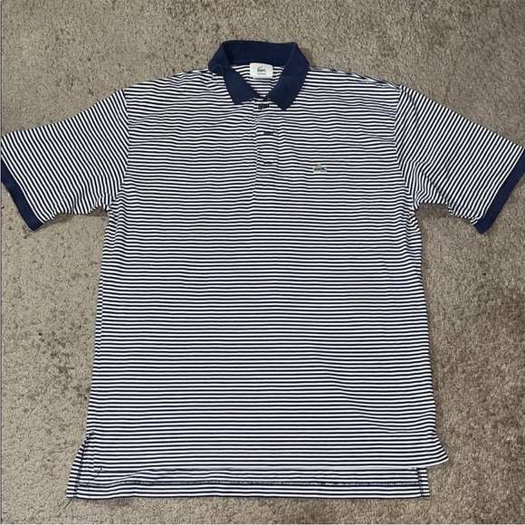 Lacoste Men's Blue and White Striped Polo - Picture 1 of 2